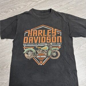 Harley Davidson T Shirt Buffalo Bill Cody Wyoming Size Medium Faded Black